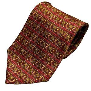 Yves Saint Laurent Tie 100% Silk Satin Made in Italy Geometric Bronze 4"